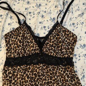 Cheeta and black lace dress